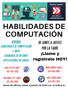 Flyer for our digital literacy class written in Spanish.