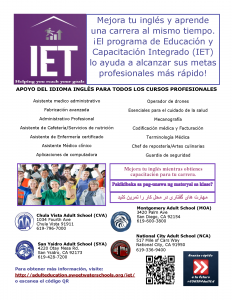 Flyer for the integrated education and training program