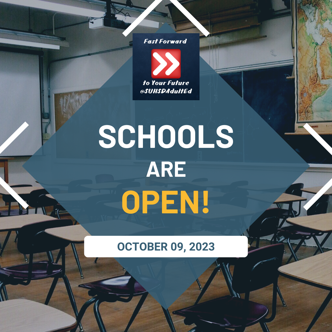 Schools are open starting Monday, October 9, 2023