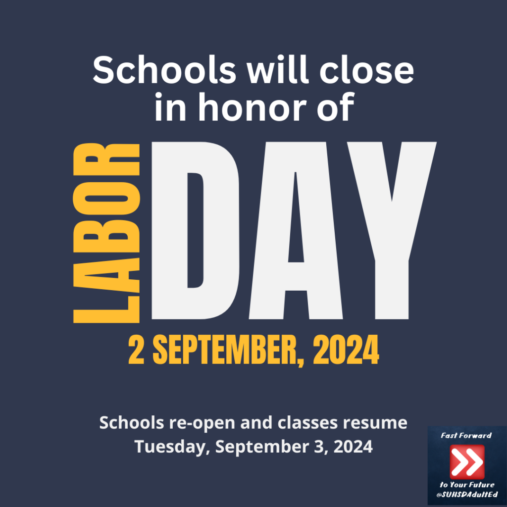 Schools will close in honor of labor day on september 2, 2024. Schools re-open and classes resume on Tuesday, September 3, 2024